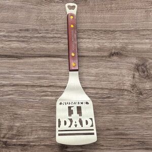 Grill Master Number 1 Dad BBQ Grilling Spatula with Beer Bottle Opener on Handle